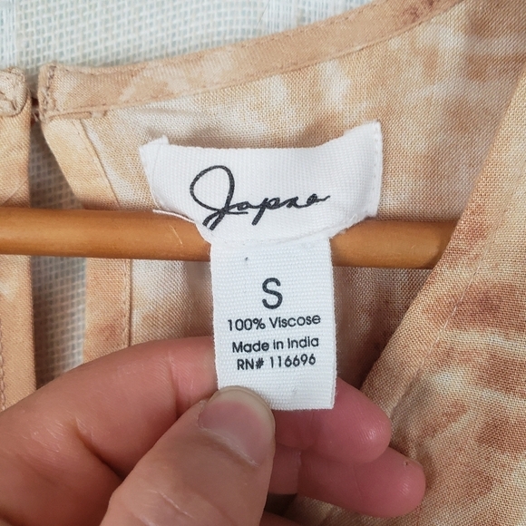 Japna Tie Dye Jumpsuit Neutral Tan Short Sleeves Size Small - Picture 5 of 11